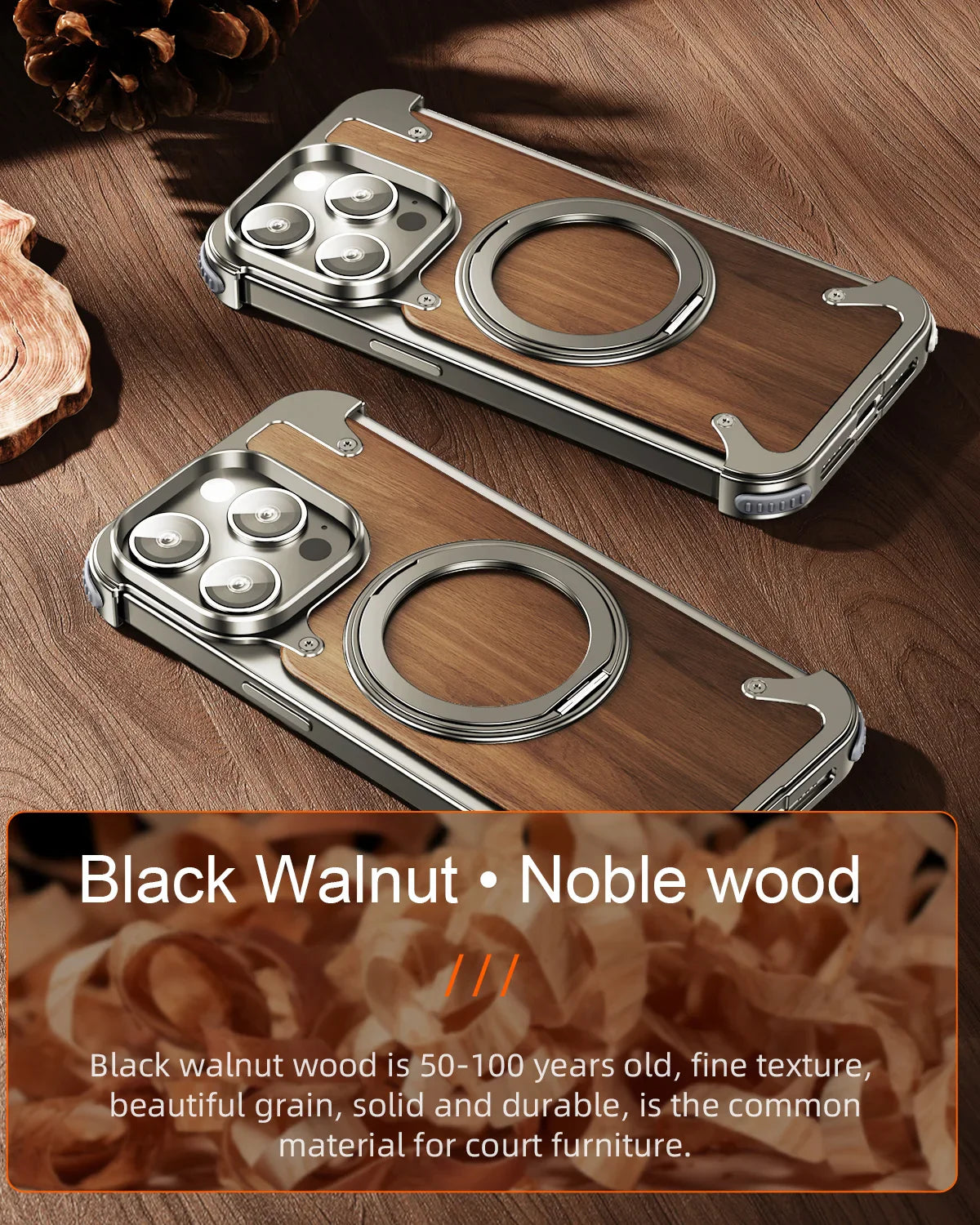 Walnut Wood 360° Stand Cover