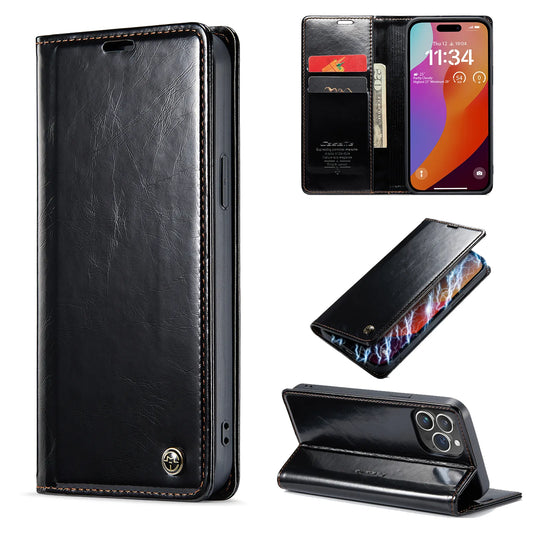 Retro Leather Card Holder Wallet Case for iPhone 15 Series